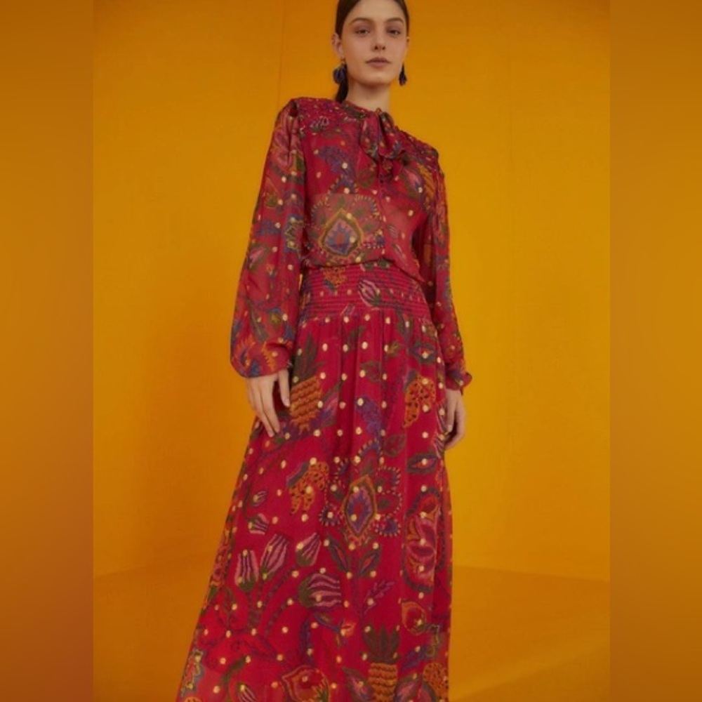 FARM RIO sunset tapestry maxi dress